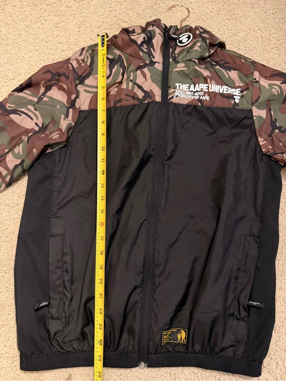 AAPE by A Bathing Ape Camouflage & Black Hooded Windbreaker